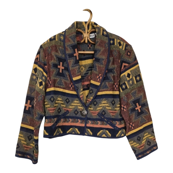 Vintage Southwestern Multicolor Patterned Women's Jacket - Picture 1 of 7